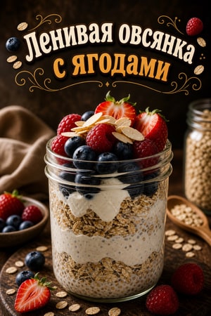 Сливочная овсяная каша с ягодами и миндалем