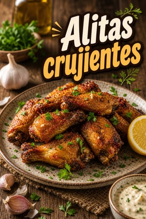 Alitas crujientes en freidora de aire con ajo y hierbas