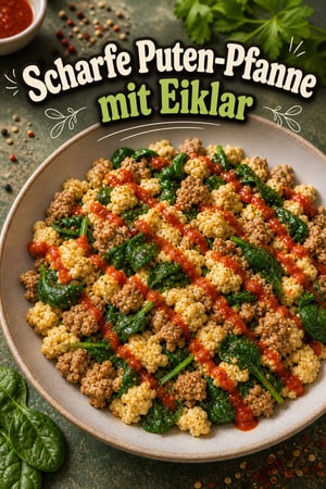 Scharfe Puten-Pfanne mit Eiklar und Spinat (Sriracha-Style)