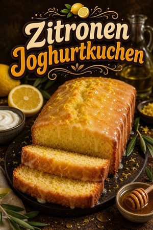 Saftiger Zitronen-Joghurtkuchen mit Honig-Olivenöl-Glasur