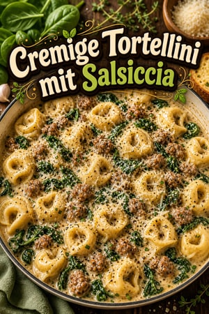 Cremige One-Pot-Tortellini mit Salsiccia und Spinat