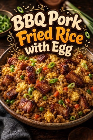 Savory BBQ Pork Fried Rice with Egg and Scallions