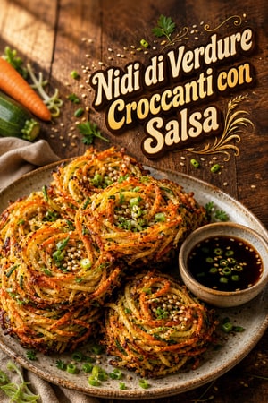 Nidi di Verdure Croccanti con Salsa di Soia Dolce