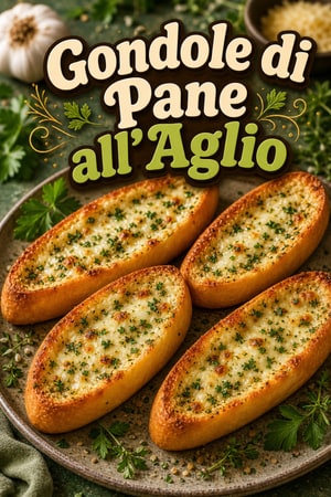 Gondole di Pane all'Aglio e Formaggio Filante alle Erbe