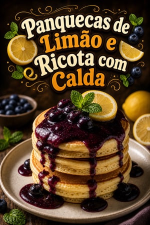 Panquecas de Limão e Ricota com Calda de Mirtilos Frescos