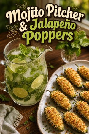 Friday Night Mojito Pitcher with Cheesy Jalapeño Poppers
