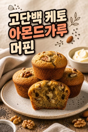 고단백 저탄수 케토 아몬드가루 머핀 레시피 — 계란·치아시드로 만든 프로틴 충전 간단한 간편 아침 스낵
