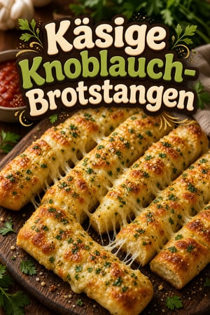 Käsige Knoblauch-Brotstangen mit hausgemachtem Hefeteig