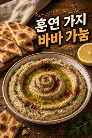 레몬과 마늘, 타히니의 고소함이 어우러진 진한 스모크 향과 실키한 질감의 훈연 가지 바바 가눔 레시피