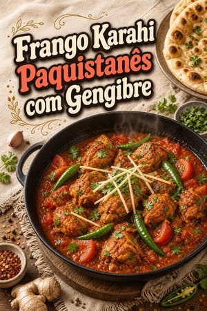 Frango Karahi Paquistanês Autêntico com Gengibre Fresco