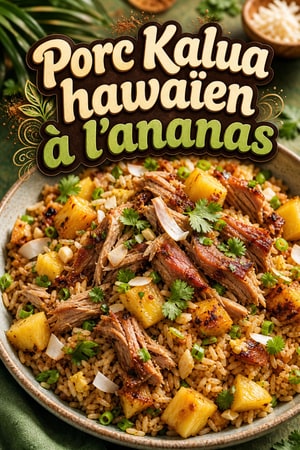 Porc Kalua hawaïen et riz sauté à l'ananas au coco