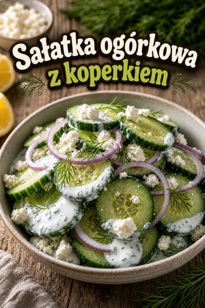 Sałatka z ogórka w jogurtowym sosie cytrynowo-koperkowym