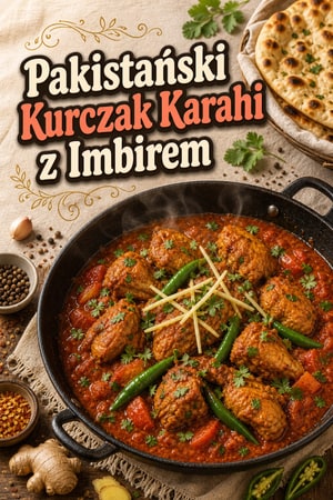 Autentyczny pakistański kurczak Karahi ze świeżym imbirem