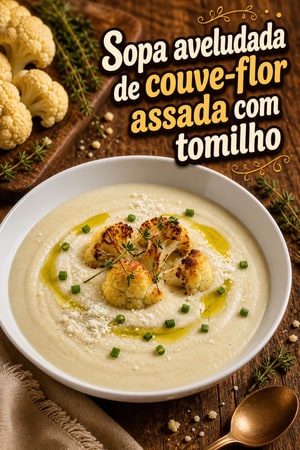 Sopa aveludada de couve-flor assada com tomilho para o jantar
