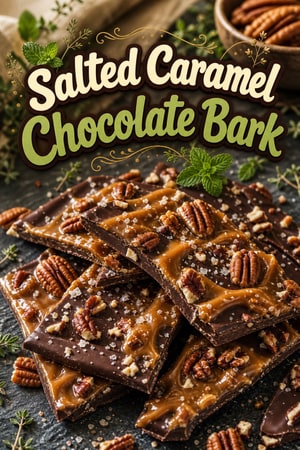 Salted Brown Butter Caramel Chocolate Bark with Pecans