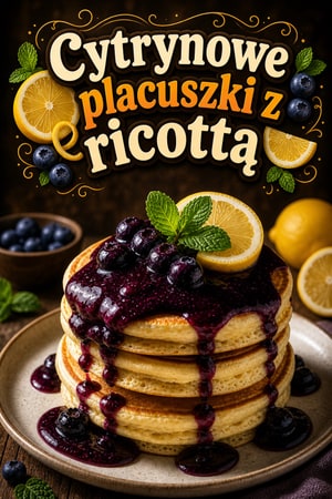 Cytrynowe placuszki z ricottą i domową konfiturą z borówek