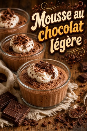Mousse au chocolat classique, légère, aérienne et décadente
