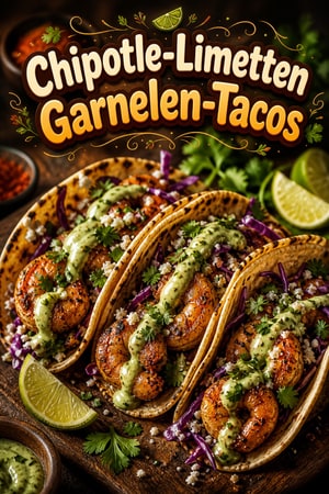 Rauchige Chipotle-Limetten Garnelen-Tacos mit Avocado-Crema