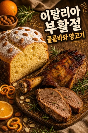 이탈리아식 부활절 상차림: 오렌지 글레이즈 양다리와 전통 콜롬바 — 버터·계란으로 풍성한 달콤빵 레시피