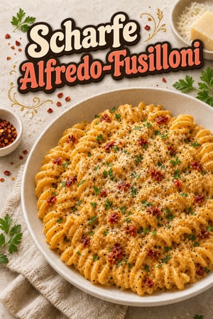 Cremige scharfe Alfredo-Fusilloni mit kalabrischer Chili