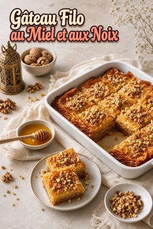 Gâteau Phyllo Croustillant au Miel et aux Noix