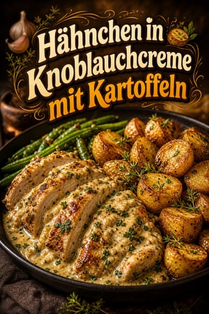 Whole30 Hähnchen in Knoblauchcreme mit Röstkartoffeln
