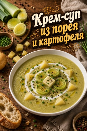 Нежный крем-суп из лука-порея и картофеля с ароматным кремом из шнитт-лука