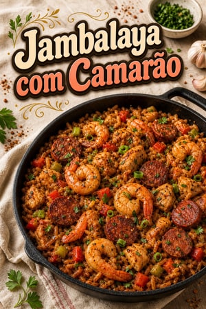 Jambalaya Cajun Autêntica com Camarão e Linguiça Andouille