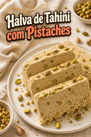 Halva de Tahini Caseira Sedosa com Pistaches Tostados