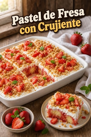 Pastel Esponjoso de Fresas con Granola Crujiente