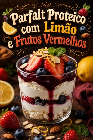 Parfait Proteico de Cottage, Limão e Frutos Vermelhos