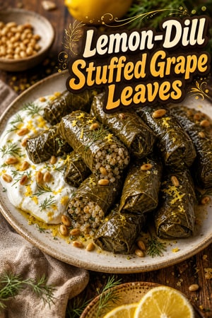 Lemon-Dill Stuffed Grape Leaves with Toasted Pine Nuts