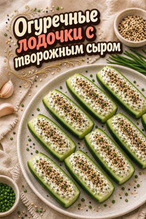 Лодочки из огурцов с творожным сыром и специями