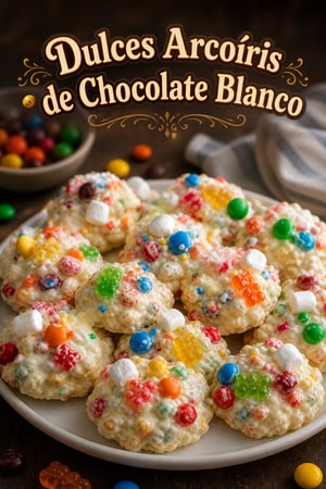 Dulces de Arcoíris con Chocolate Blanco y Caramelos Coloridos