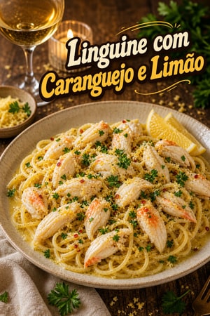 Linguine com Caranguejo, Alho e Manteiga de Limão