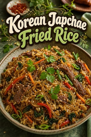 Savory Korean Japchae Fried Rice with Glass Noodles