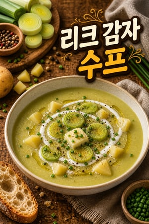 집에서 쉽게 만드는 부드럽고 고소한 따뜻한 포근한 리크와 감자 스프 ─ 차이브 크림 볼 레시피