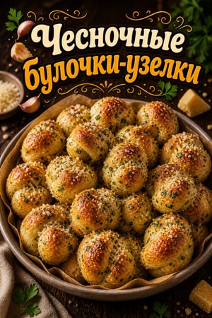 Мягкие чесночные узлы со свежей зеленью и пармезаном