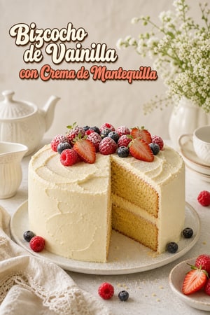 Esponjoso Clásico de Vainilla con Buttercream