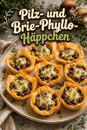 Pilz- und Brie-Phyllo-Häppchen