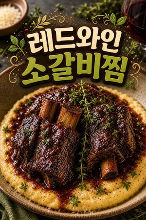 레드와인 소갈비찜과 크리미 파마산 폴렌타 레시피
