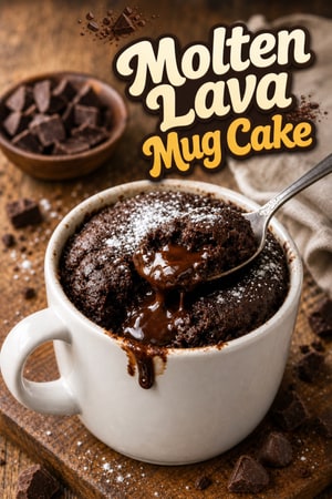 Molten Lava Mug Cake with Gooey Chocolate Center