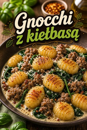 Kremowe gnocchi z patelni z pikantną włoską kiełbasą