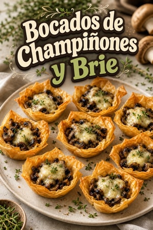 Bocados de Hojaldre con Champiñones y Brie