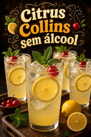 Citrus Collins Mocktail - Tom Collins sem Álcool Refrescante