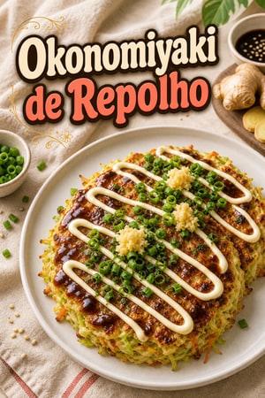 Panqueca Japonesa de Legumes com Repolho e Gengibre