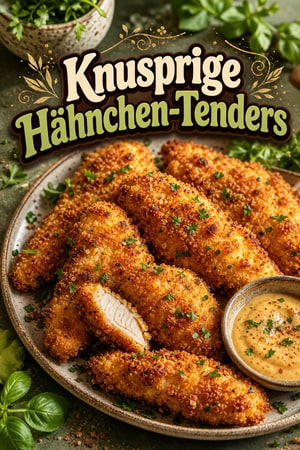 Knusprige goldbraune Hähnchen-Innenfilets (Chicken Tenders)