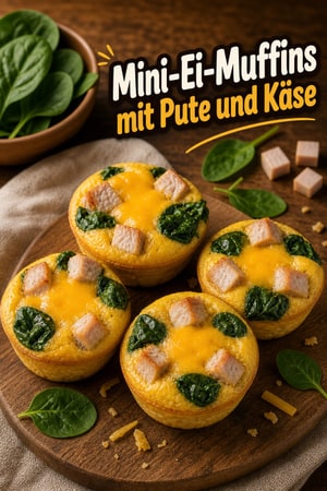 Proteinreiche Mini-Ei-Muffins mit Pute und Käse für Kita