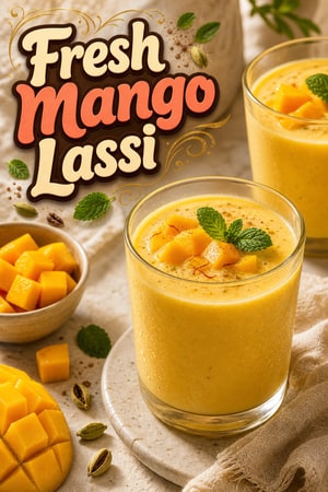 Fresh Mango Lassi — Creamy Yogurt Mango Drink with Cardamom