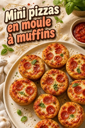 Mini pizzas en moule à muffins, croûte à l'ail maison
